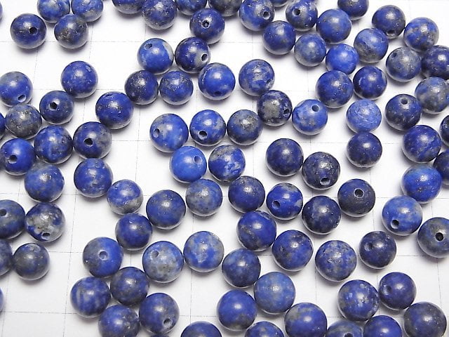 Lapislazuli AA+ Halb Durchbohrtes Loch Runde 6mm 4 Stück