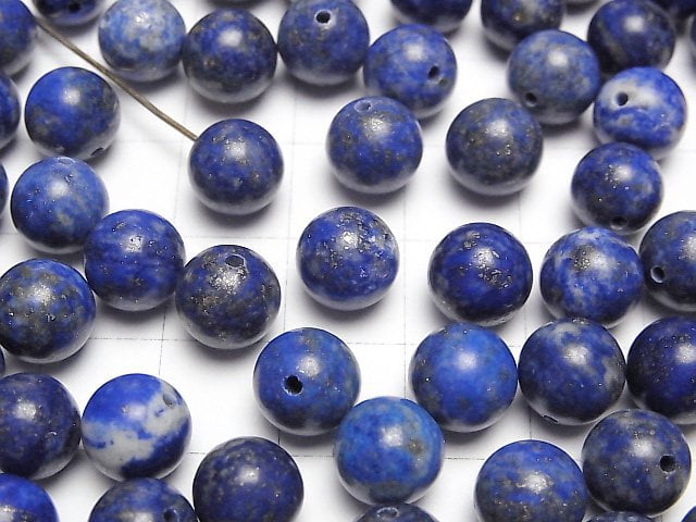 Lapislazuli AA+ Halb Durchbohrtes Loch Runde 8mm 4 Stück
