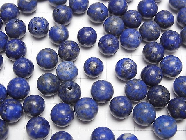 Lapislazuli AA+ Halb Durchbohrtes Loch Runde 8mm 4 Stück