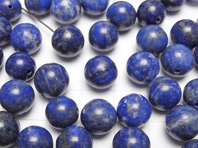 Lapislazuli AA+ Halb Durchbohrtes Loch Runde 10mm 3 Stück