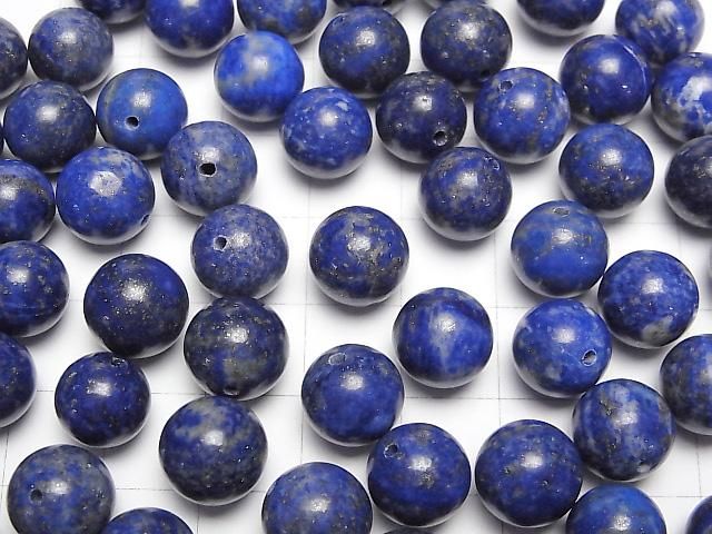 Lapislazuli AA+ Halb Durchbohrtes Loch Runde 10mm 3 Stück