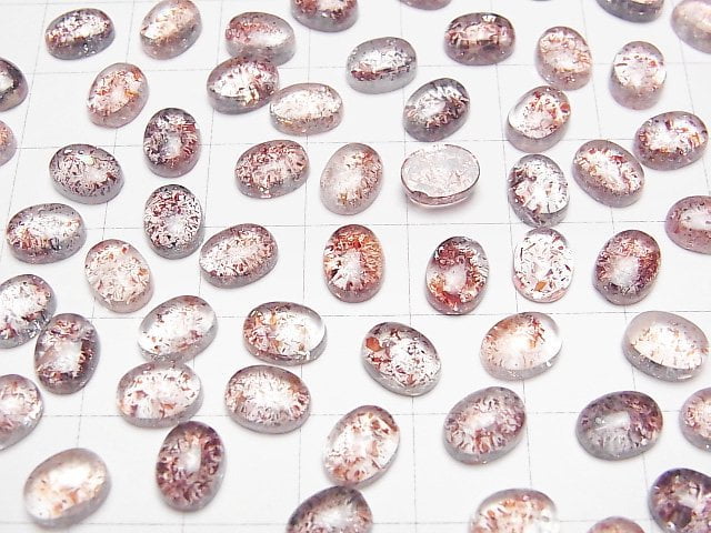 Lepidokrokit in Quarz AAA Oval Cabochon 8x6mm 2Stück
