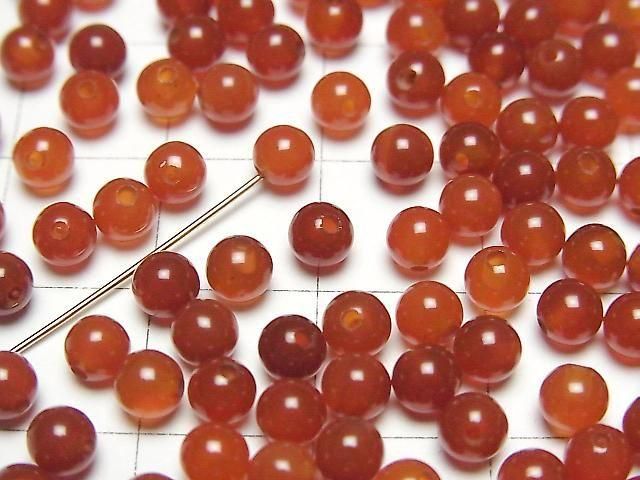 Roter Achat AAA Halb durchbohrtes Loch Rund 4mm 10 Stück