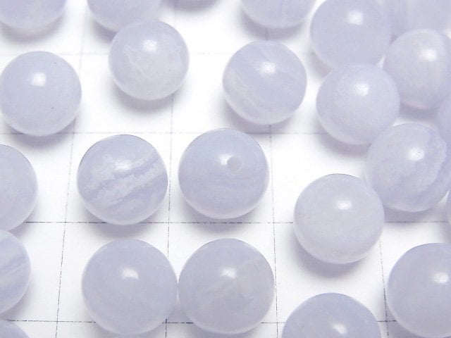 Blue Lace Agate AAA- Half Drilled Hole Round 8mm 4pcs