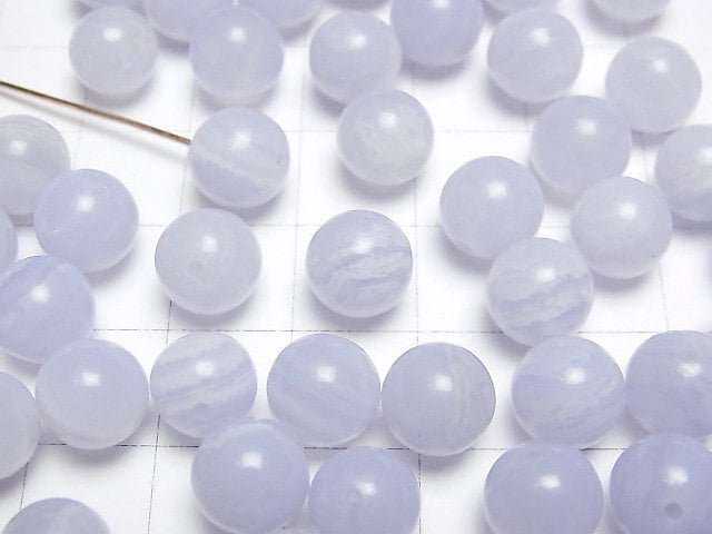 Blauer Lace-Agate AAA- halb durchbohrt Rund 8mm 4 Stück