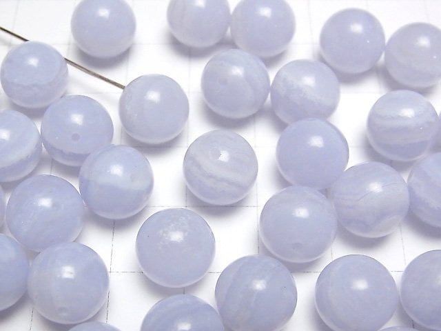 Blauer Lace-Agate AAA- halb durchbohrt Rund 10mm 3 Stück