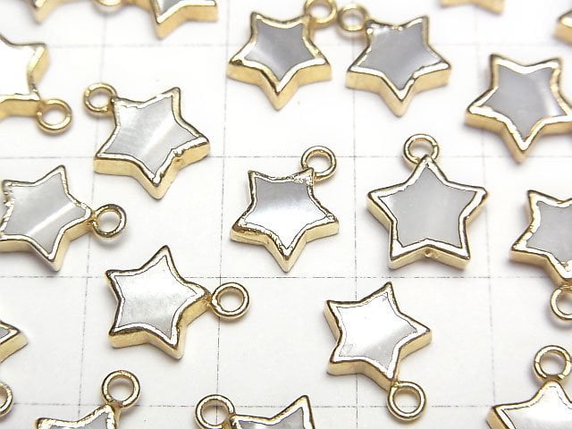White Shell Star Charm Gold color 1pc