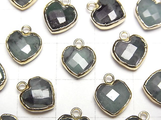 Emerald Heart cut charm gold color 3pcs