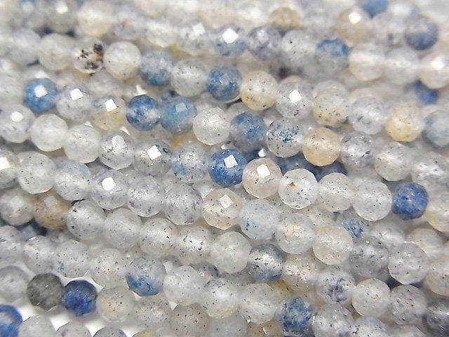 High Quality! Dumortierite in Quartz AA+ Faceted Round 3mm 1strand beads (aprx.15inch/37cm)