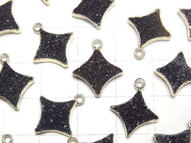 Druzy Agate Sparkle Star Charm Black 2pcs