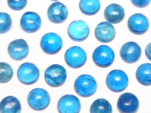 [Video]High Quality Neon Blue Apatite AA++ Round Cabochon 6x6mm 2pcs