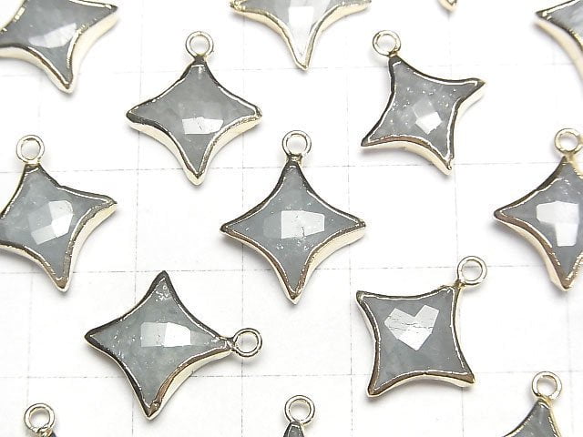 Aquamarine Sparkle Star Charm Gold color 2pcs