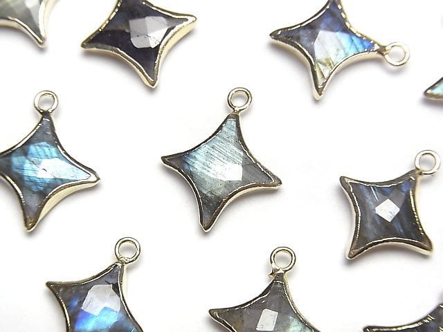 Labradorite Sparkle Star Charm Gold color 2pcs