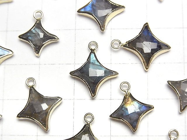 Labradorite Sparkle Star Charm Gold color 2pcs