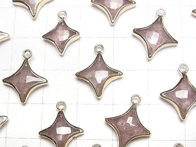 Pink Epidote Sparkle Star Charm Gold color 2pcs