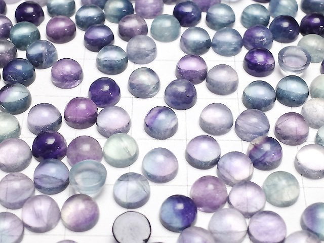 Multicolor Fluorit AA++ Rund Cabochon 6x6mm 5Stück