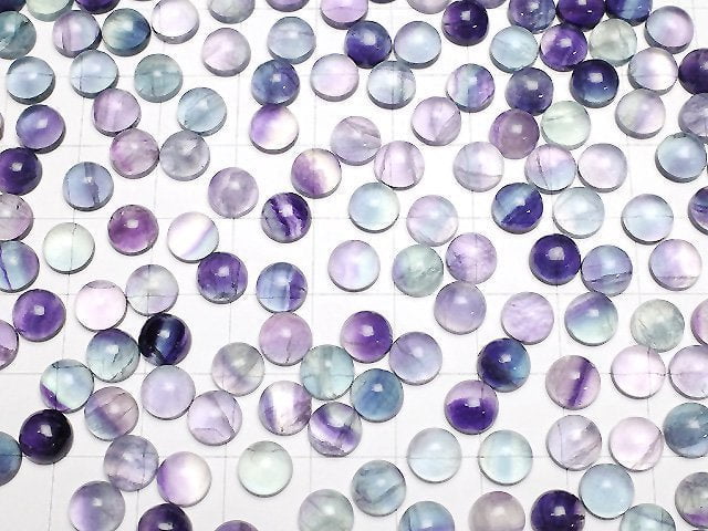 Multicolor Fluorit AA++ Rund Cabochon 6x6mm 5Stück