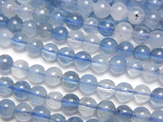 Deep Blue Aquamarine AA++ Round 4mm half or 1strand beads (aprx.15inch/36cm)