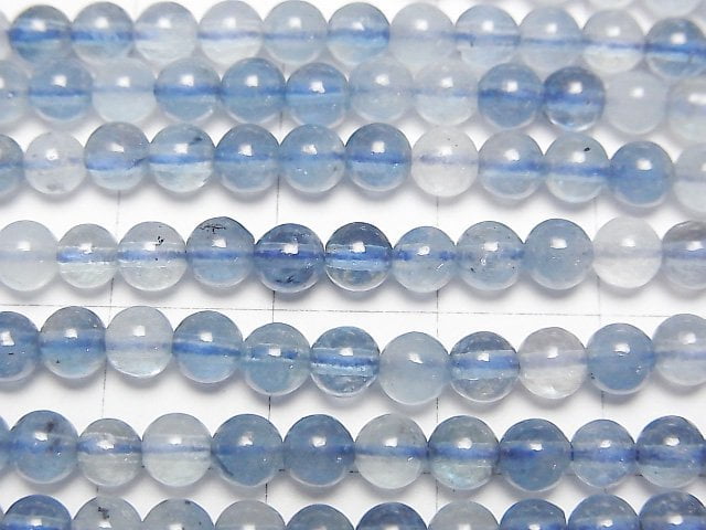 Deep Blue Aquamarine AA++ Round 4mm half or 1strand beads (aprx.15inch/36cm)