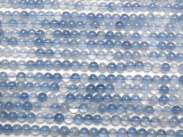 Tiefblauer Aquamarin AA++ Rund 4mm halb oder 1Strang Perlen (ca. 15 Zoll/36 cm)