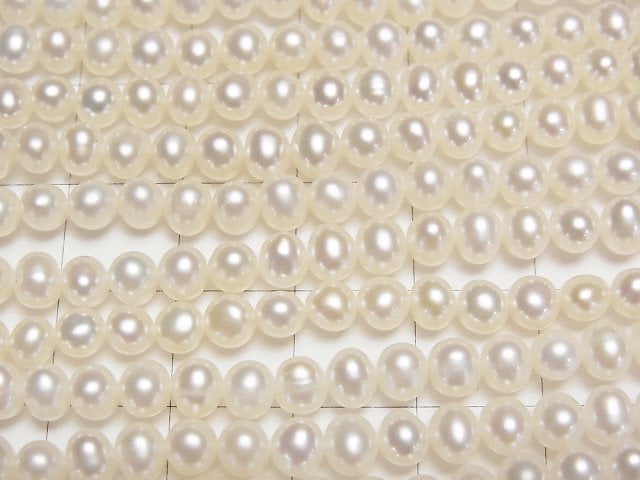 Fresh Water Pearl AAA- White Potato 5mm half or 1strand beads (aprx.15inch/37cm)