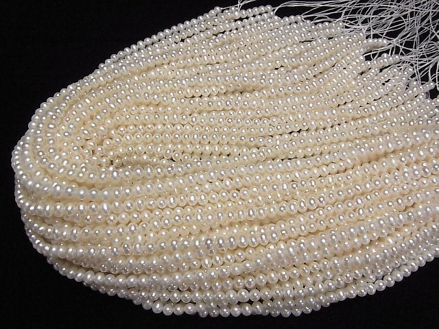 Süßwasserperle AAA- Weiße Kartoffel 5mm halb oder 1strang Perlen (ca. 15 Zoll/37 cm)