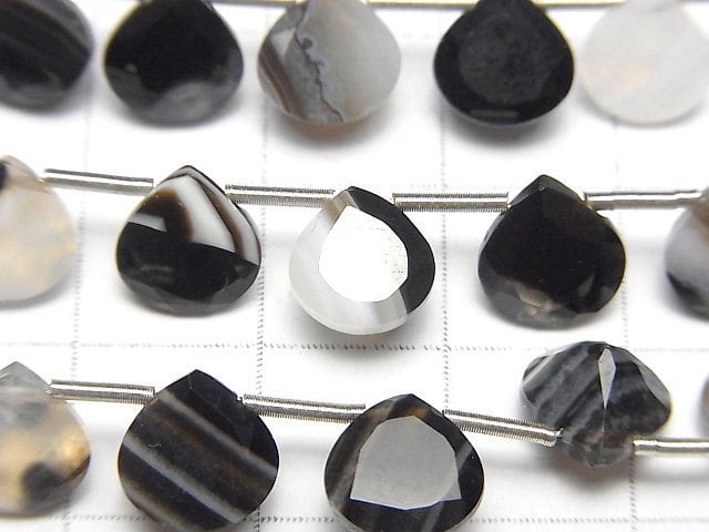 Black Stripe Agate Chestnut Faceted 8x8mm half or 1strand beads (18pcs)