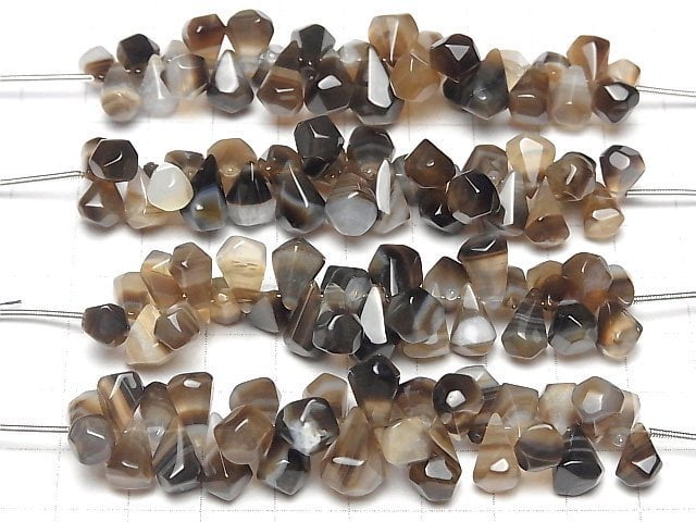 Schwarzgestreifter Achat Grob Tropfen facettierte Briolette 1strang Perlen (ca. 3 Zoll/7 cm)