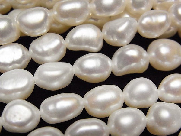 [Video] Fresh Water Pearl AA++ Baroque 6-10mm White 1strand beads (aprx.14inch/34cm)