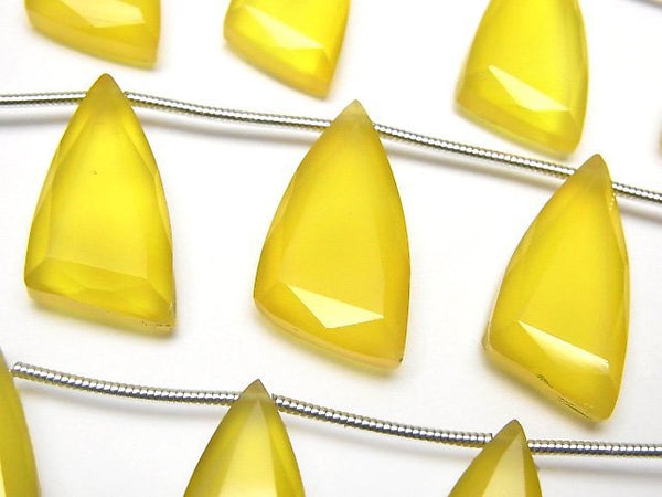 [Video]High Quality Yellow color Chalcedony AAA- Flat Triangle half or 1strand (8pcs)