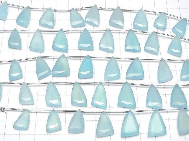 Hochwertiger meerblauer Chalcedon AAA- Flacher Dreieck halb oder 1strang Perlen (8Stück)