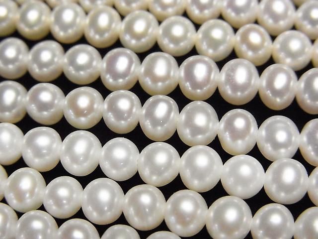 Fresh Water Pearl AAA Semi Round 5mm White Half or 1strand beads (approx. 15 inches/37 cm)