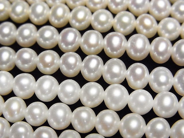 [Video] Fresh Water Pearl AAA Semi Round 5mm White half or 1strand beads (aprx.15inch/37cm)