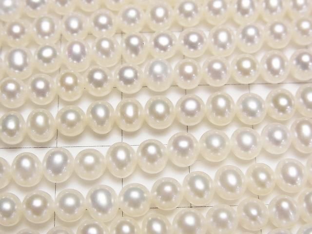 Fresh Water Pearl AAA Semi Round 5mm White Half or 1strand beads (approx. 15 inches/37 cm)