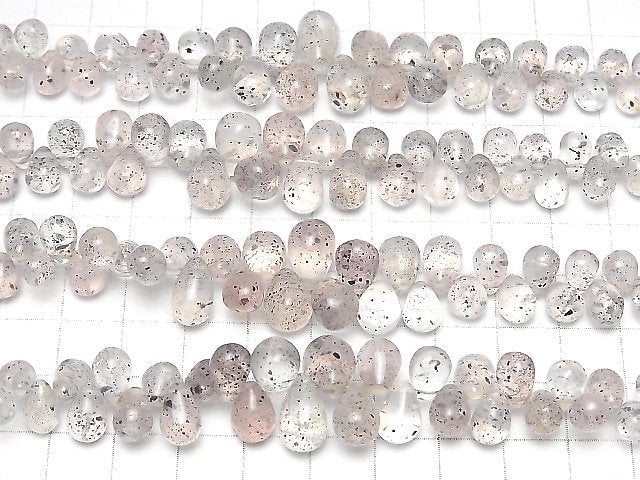 Mikain Rosenquarz Tropfen (glatt) halb oder 1Strang Perlen (ca. 7 Zoll/18 cm)