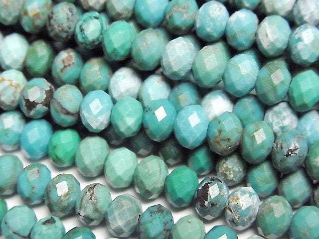 High Quality! Turquoise AA+ Faceted Button Rondelle 6x6x4mm half or 1strand beads (aprx.15inch/36cm)