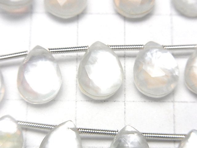 White Shell x Crystal AAA Faceted Pear Shape 12x9mm half or 1strand beads (16pcs)