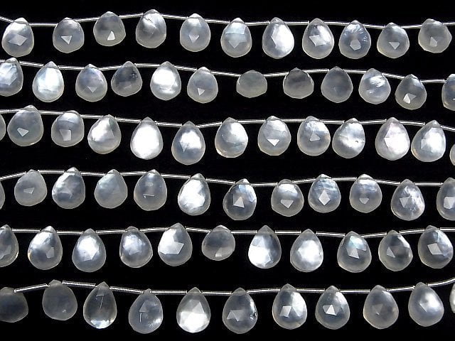 White Shell x Crystal AAA Faceted Pear Shape 12x9mm half or 1strand beads (16pcs)