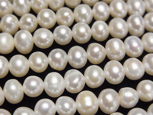 [Video] Fresh Water Pearl AA++ Potato 5.5-6mm White 1strand beads (aprx.15inch/37cm)