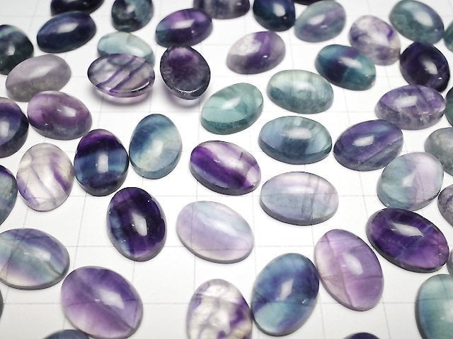 Multicolor Fluorit AA++ Oval Cabochon 14.5x10.5mm 5Stück