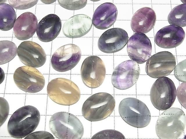 Multicolor Fluorit AA Oval Cabochon 16x12mm 5Stück