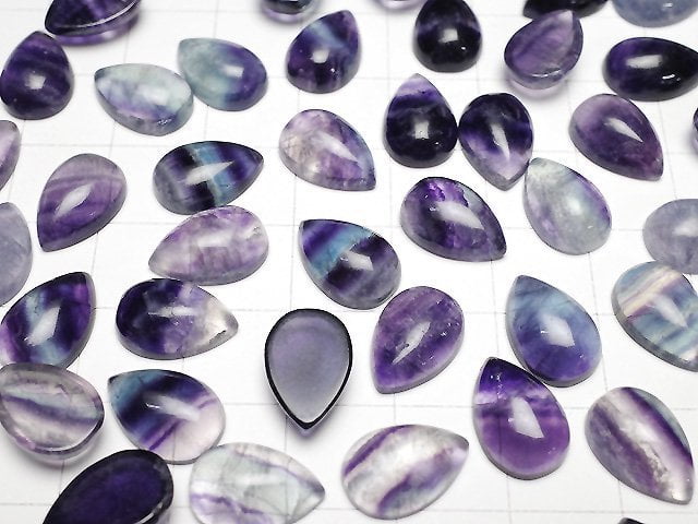 Multicolor Fluorit AA++ Tropfenform Cabochon 12x8mm 5Stück