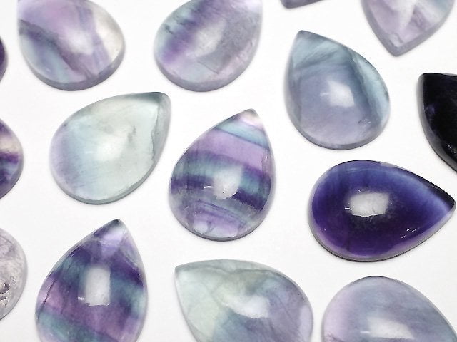 Multicolor Fluorite AA++ Pear shape Cabochon 18x13mm 5pcs
