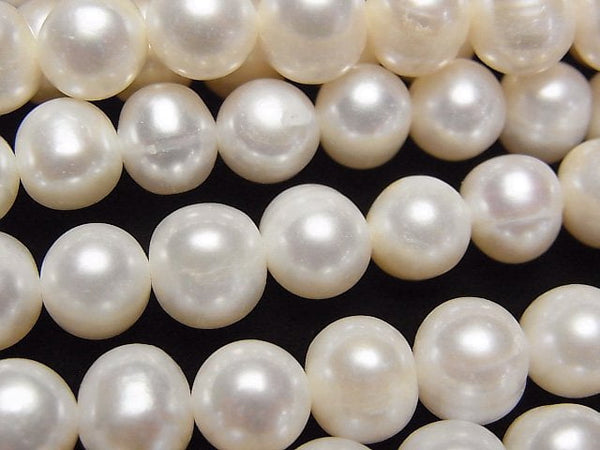 [Video] Fresh Water Pearl AA+ Potato 9mm White 1strand beads (aprx.15inch/36cm)
