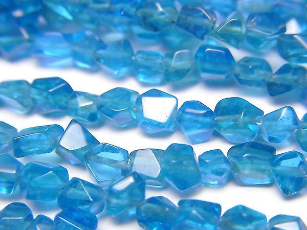 [Video]High Quality Neon Blue Apatite AA++ Faceted Nugget half or 1strand beads (aprx.7inch/18cm)
