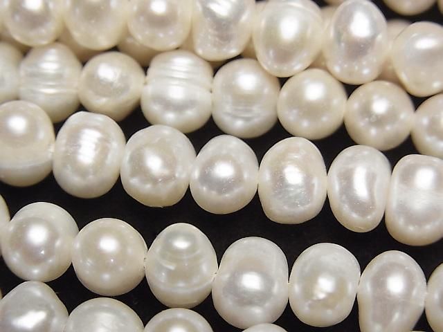 Fresh Water Pearl AA+ Wrinkle Potato 7mm White 1strand beads (approx. 13 inches/32 cm)