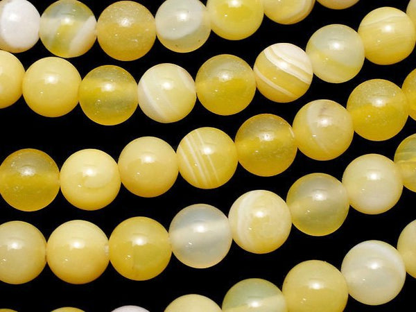 Yellow striped agate Round 6mm 1strand beads (aprx.15inch/37cm)