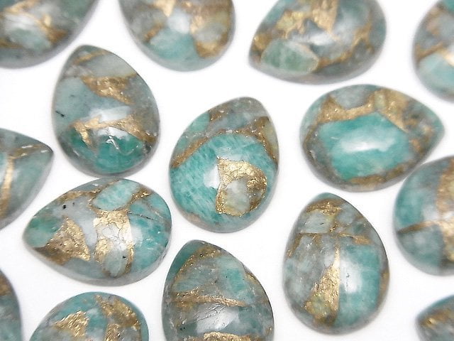 Copper Amazonite AAA Pear shape Cabochon 18x13mm 2pcs