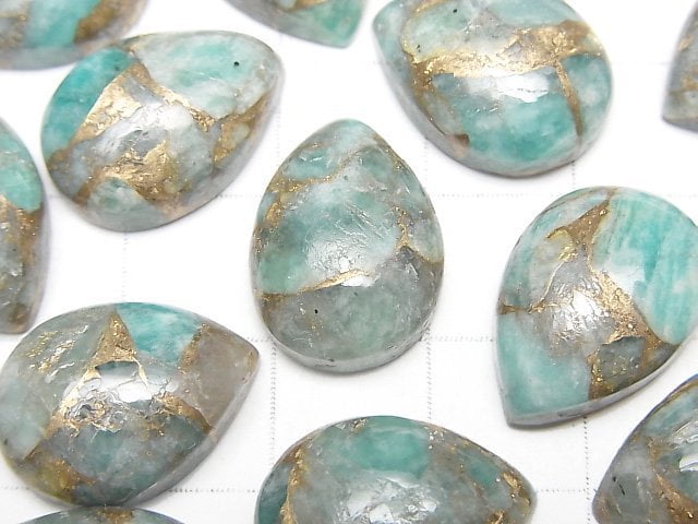 Copper Amazonite AAA Pear shape Cabochon 18x13mm 2pcs