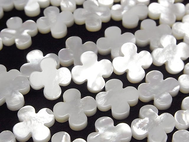 White Shell AAA Flower Motif 13x13x3mm 1/4 or 1strand beads (aprx.15inch/38cm)
